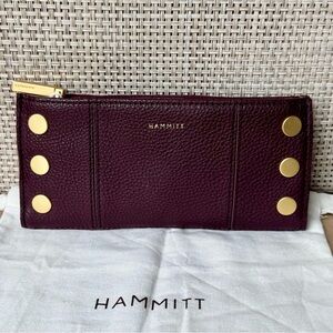 NWT Hammitt 110 North Wallet in Cabernet Pebble and Brushed Gold Hardware